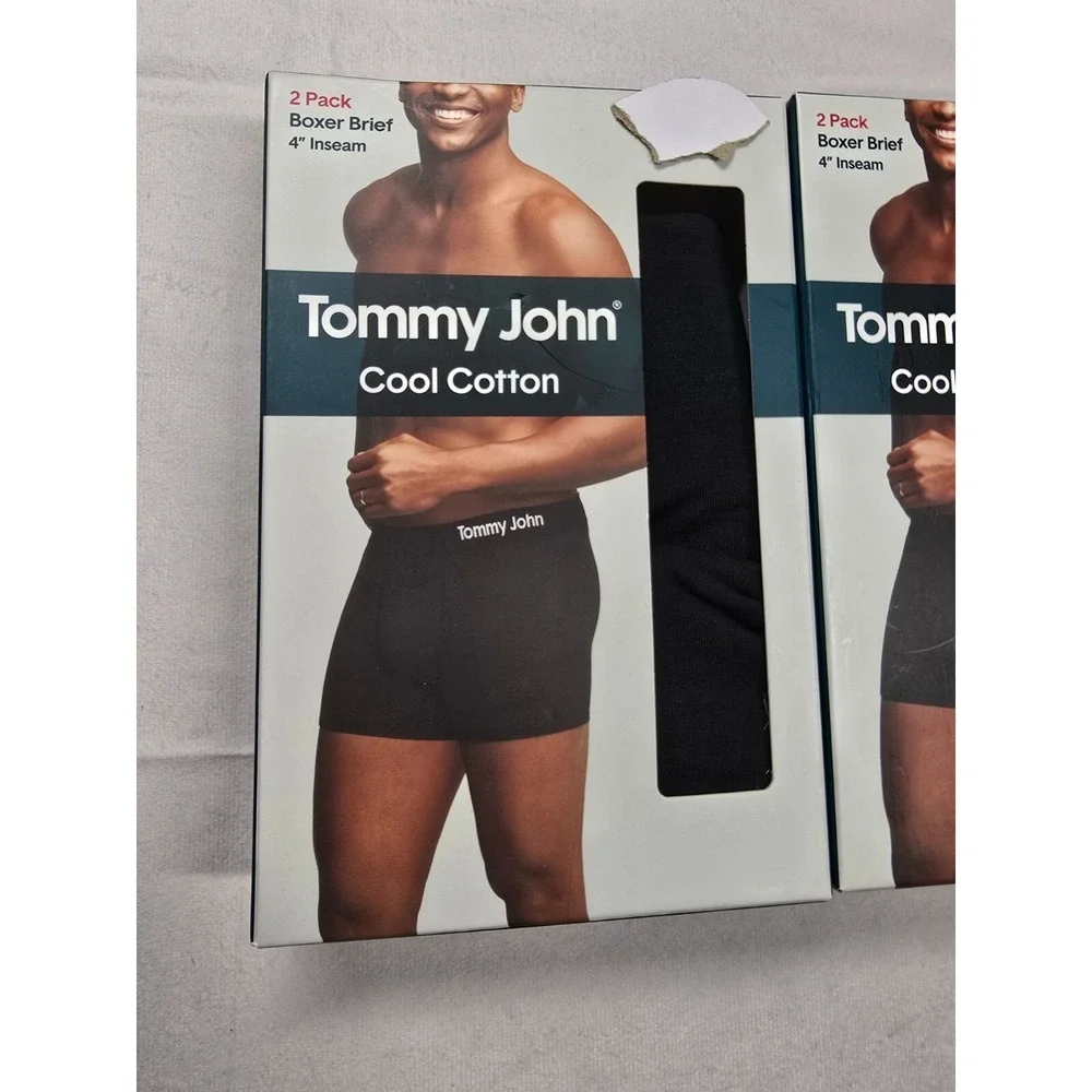 4 Pairs Tommy John Cool Cotton Boxer Briefs‎ Black Size Small NWT 2 Packs